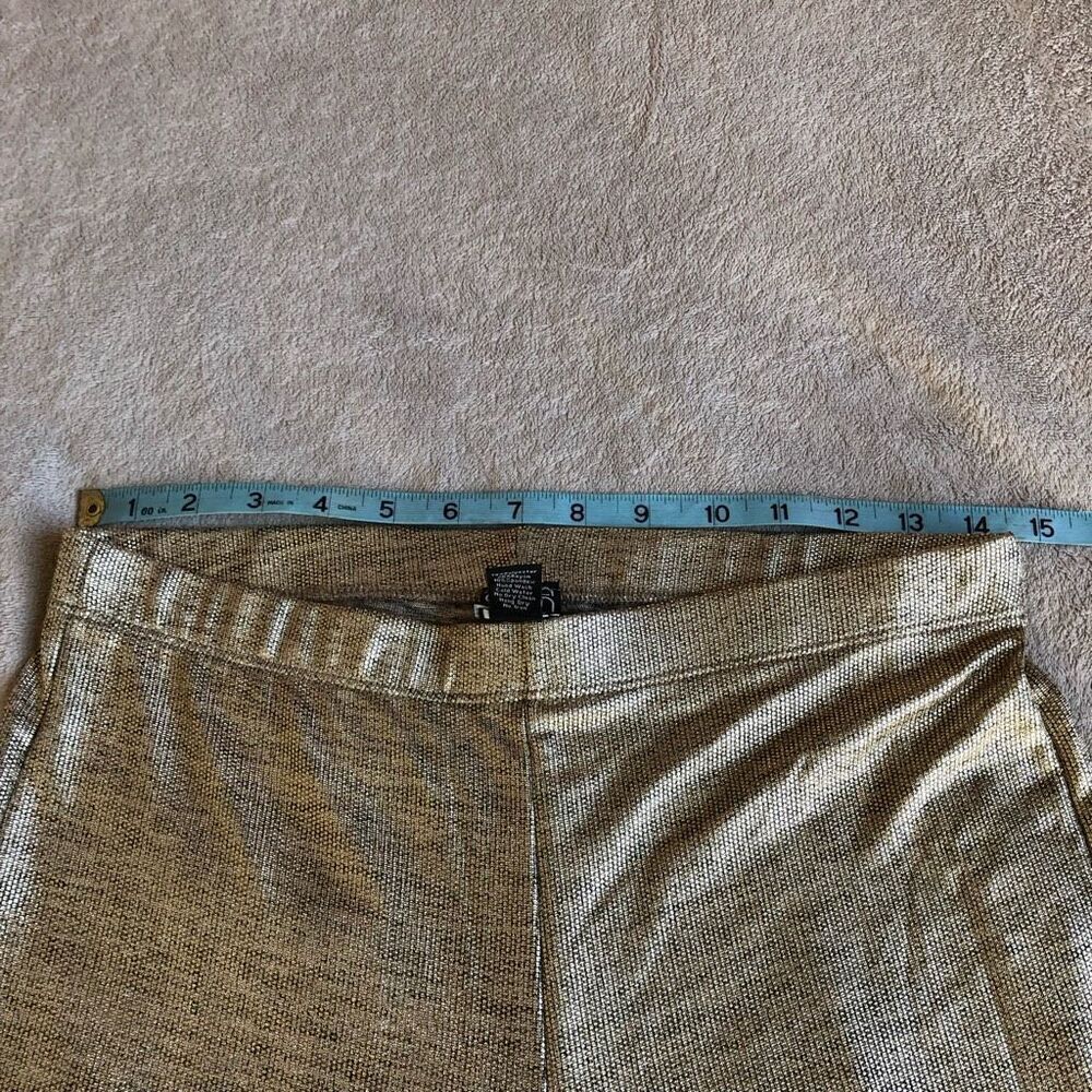 NWOT Clara Sun Woo Gold Lamé Open Shoulder Bell Sleeve Top and Classic Side Slit - Picture 13 of 16